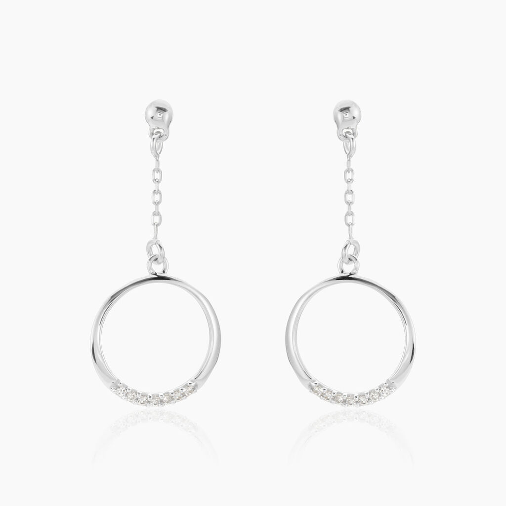 Boucles D'oreilles Pendantes Amma Argent Blanc Oxyde De Zirconium - Boucles d'oreilles fantaisie Femme | Histoire d&rsquo;Or