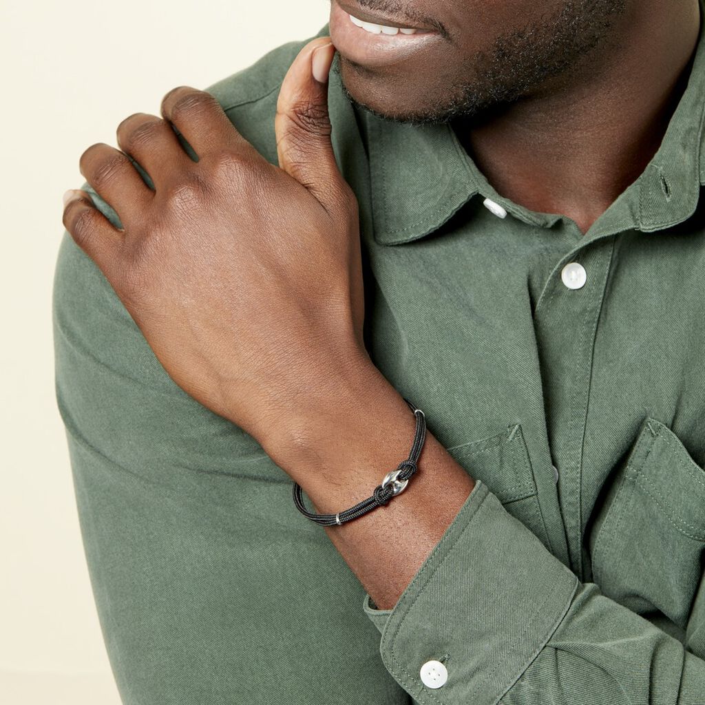 Bracelet Fabrice Acier Blanc - Bracelets cordon Homme | Histoire d’Or