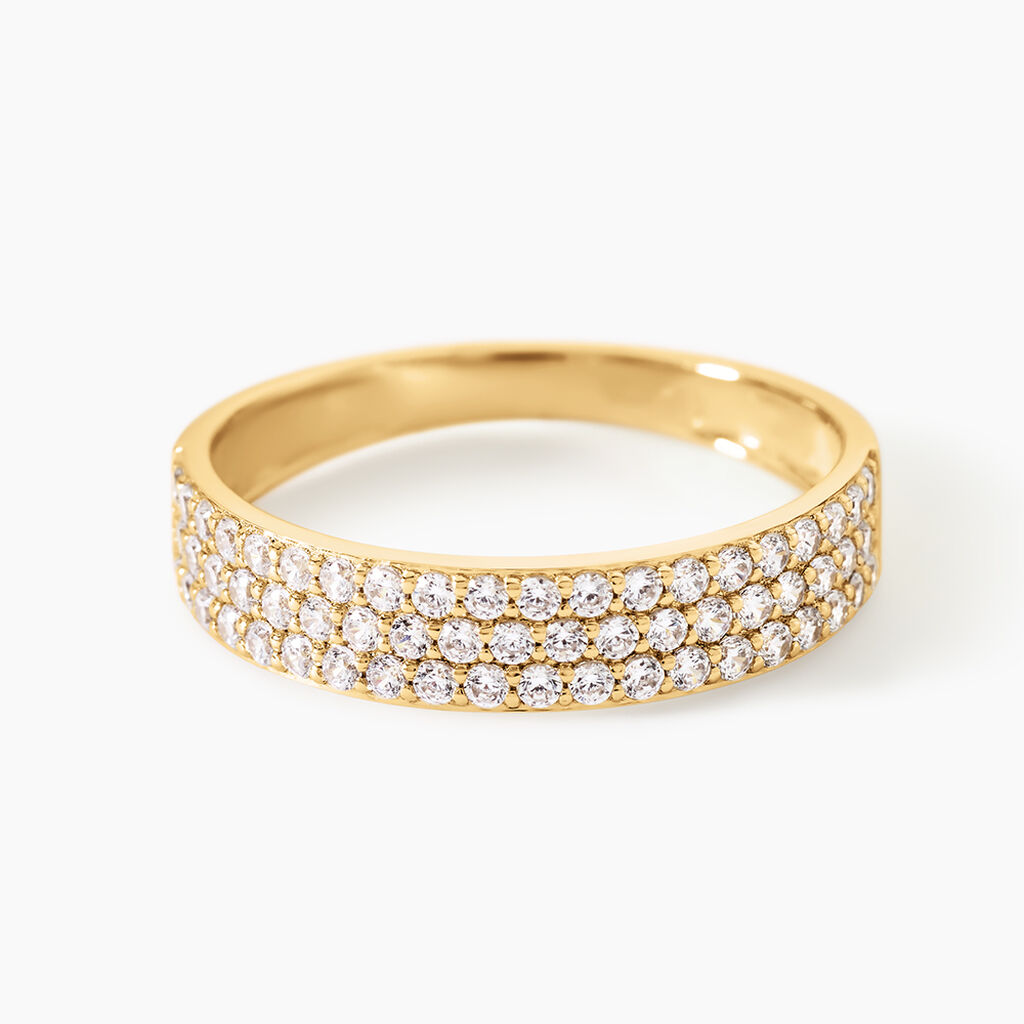 Bague Lison Argent Dor&eacute; A L'Or 750/1000 Oxyde De Zirconium - Bagues avec pierre Femme | Histoire d&rsquo;Or