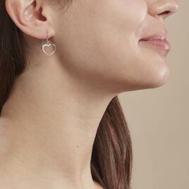 Boucles D'oreilles Pendantes Oflaz Argent Blanc Oxyde De Zirconium - Boucles d'Oreilles Coeur Femme | Histoire d’Or