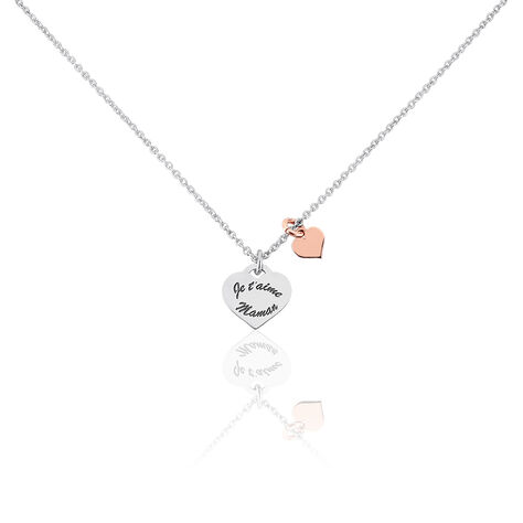 Collier Nathalie Argent Bicolore - Colliers Coeur Femme | Histoire d’Or