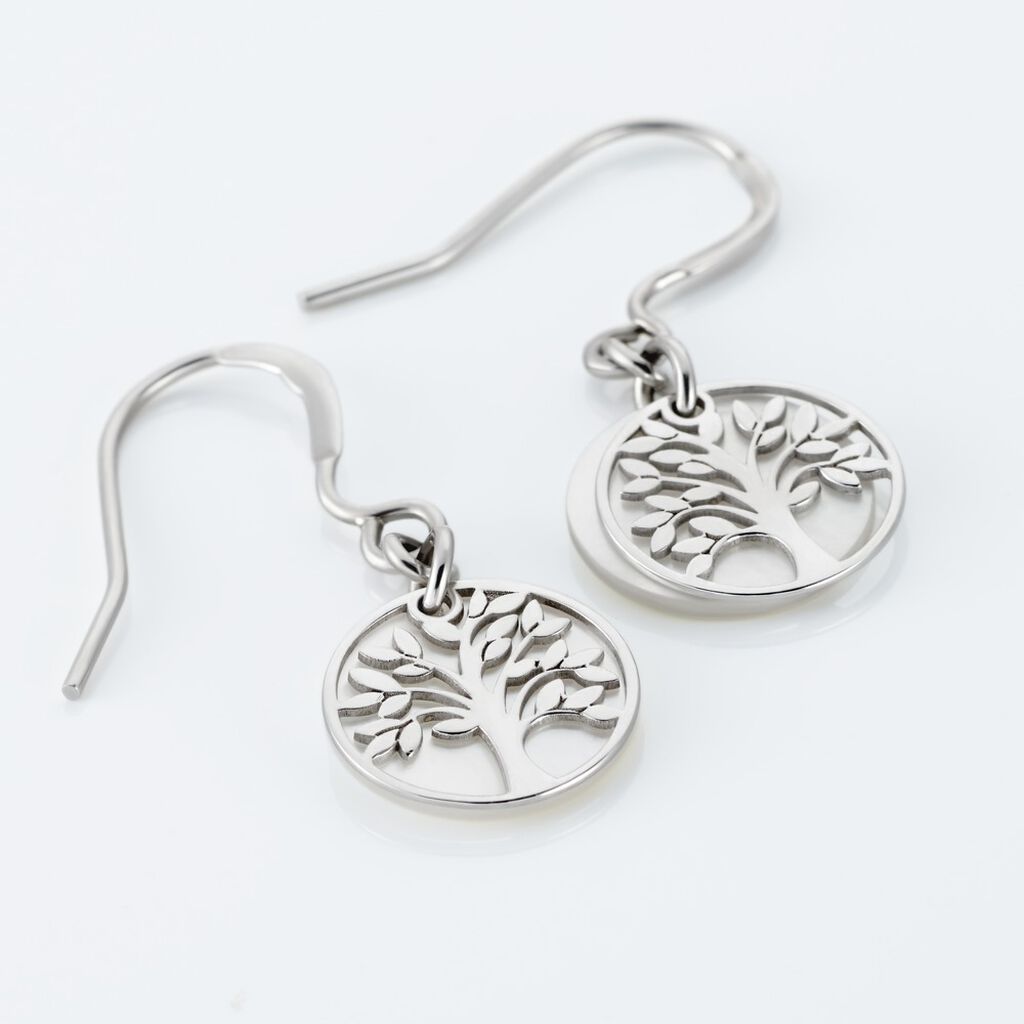 Boucles D'oreilles Pendantes Argent Blanc Sofee Nacress - Boucles d'oreilles fantaisie Femme | Histoire d’Or