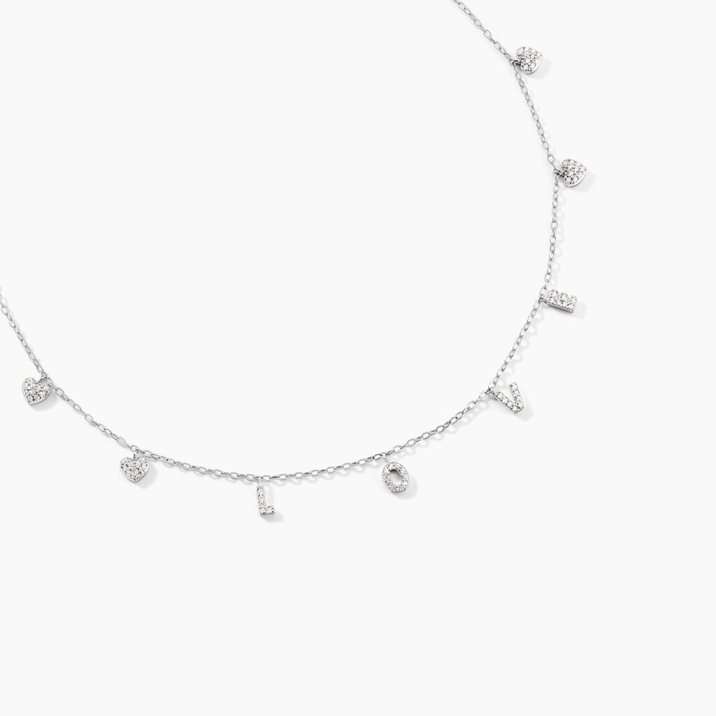 Collier Argent Blanc Deep In Love Oxyde De Zirconium - Colliers fantaisie Femme | Histoire d’Or