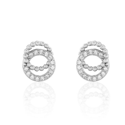 Boucles D'oreilles Puces Magou Argent Blanc Oxyde De Zirconium - Boucles d'oreilles fantaisie Femme | Histoire d’Or