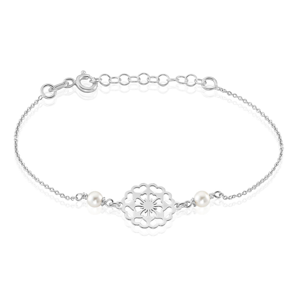 Bracelet Enaelle Argent Blanc Perle D'imitation Et Aigue Marine - Bracelets fantaisie Femme | Histoire d’Or