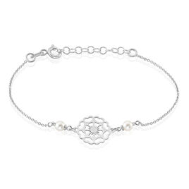 Bracelet Enaelle Argent Blanc Perle D'imitation Et Aigue Marine - Bracelets fantaisie Femme | Histoire d’Or