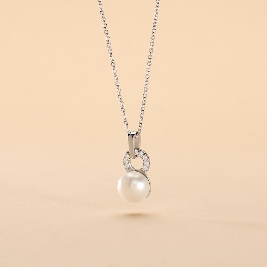 Collier Lilio Argent Blanc Perle De Culture Et Oxyde De Zirconium - Colliers fantaisie Femme | Histoire d&rsquo;Or
