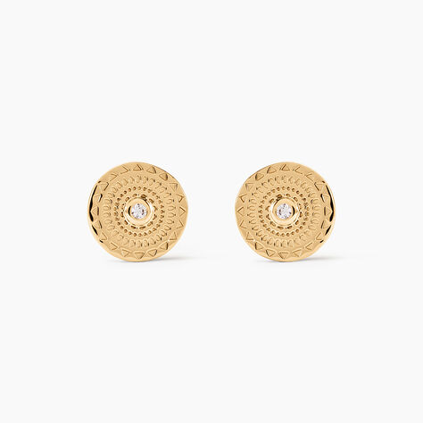 Boucles D'oreilles Puces Carmina Plaqu&eacute; Or Jaune Oxyde De Zirconium - Boucles d'oreilles fantaisie Femme | Histoire d&rsquo;Or