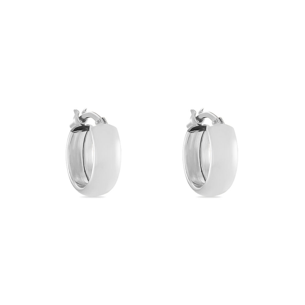 Créoles Lisa Argent Blanc - Boucles d'oreilles créoles Femme | Histoire d’Or
