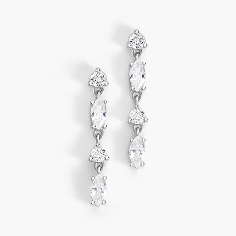 Boucles D'oreilles Pendantes Argent Blanc Shiny Nights Oxyde - Boucles d'oreilles fantaisie Femme | Histoire d’Or