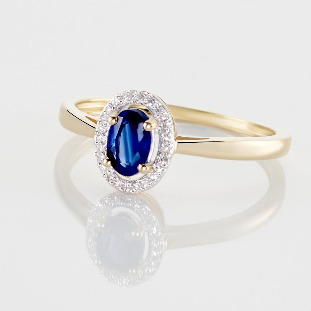 Bague Or Jaune Goulwen Saphir Ovale Et Diamants - Bagues solitaires Femme | Histoire d’Or