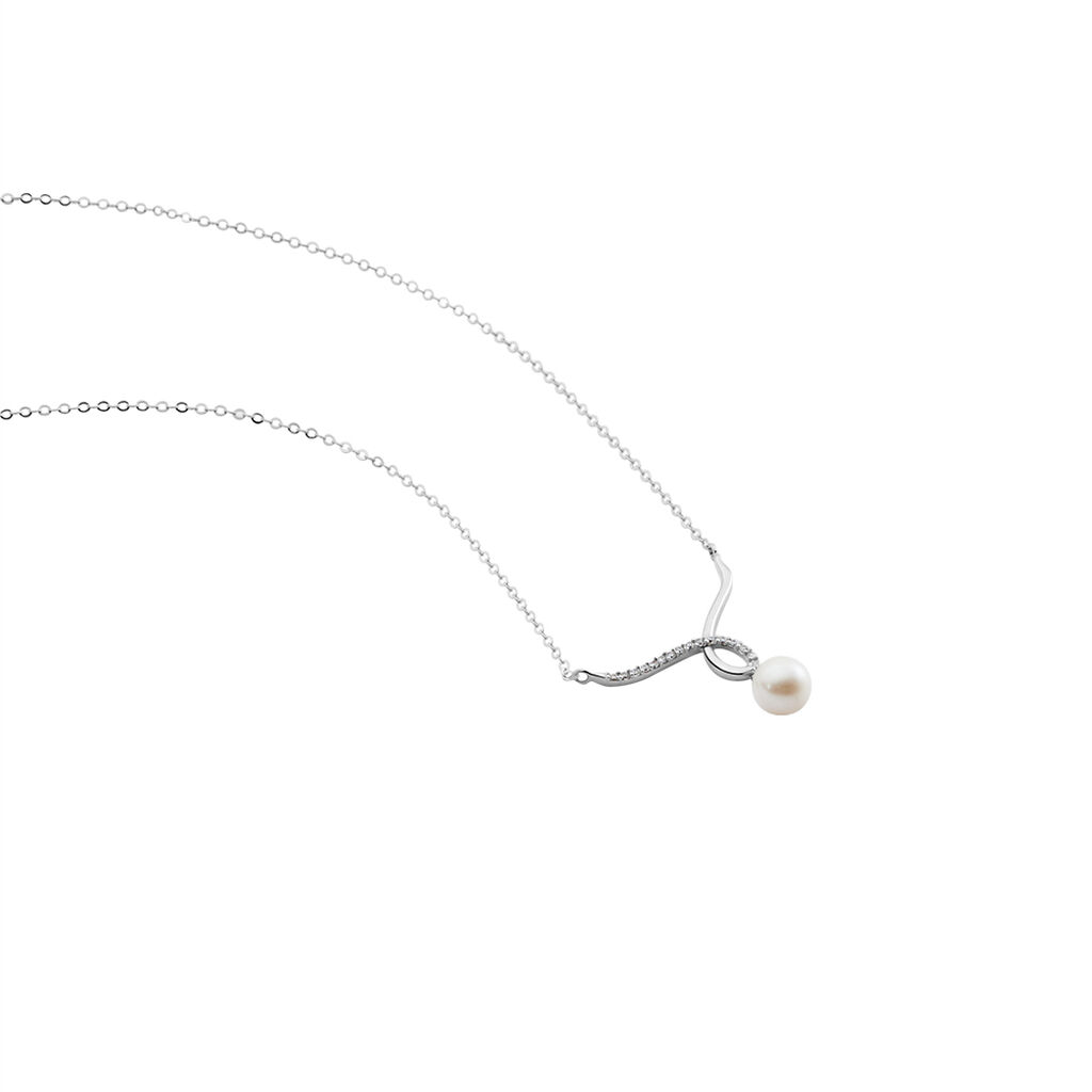 Collier Or Blanc Proximae Perle De Culture Oxydes De Zirconium - Colliers Femme | Histoire d’Or