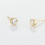 Boucles D'oreilles Puces Elda Serti Clos Or Jaune Oxyde De Zirconium - Clous d'oreilles Femme | Histoire d&rsquo;Or