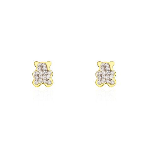 Boucles D'oreilles Puces Emerica Ours 0 Or Jaune Strass - Clous d'oreilles Enfant | Histoire d’Or