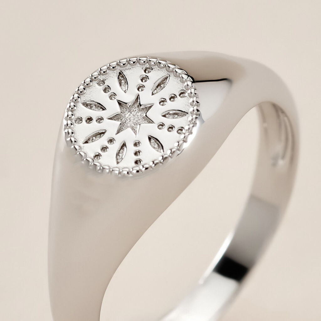 Chevalière Jima Argent Blanc - Chevalières Femme | Histoire d’Or