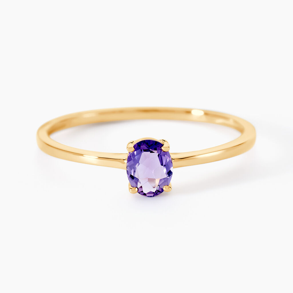 Bague Valentino Or Jaune Am&eacute;thyste - Bagues solitaires Femme | Histoire d&rsquo;Or