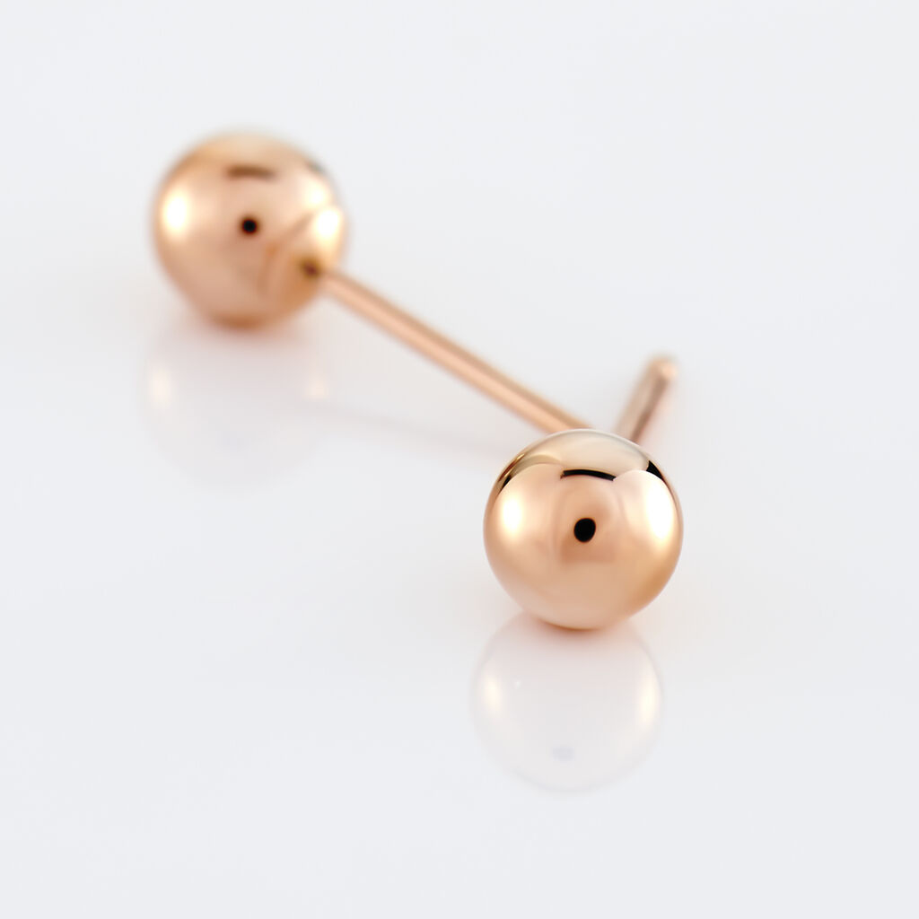 Boucles D'oreilles Puces Fidelia Boule Or Rose - Clous d'oreilles Femme | Histoire d’Or
