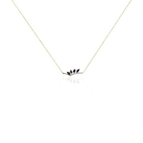 Collier Navette Or Jaune Saphir Diamant - Colliers Femme | Histoire d’Or