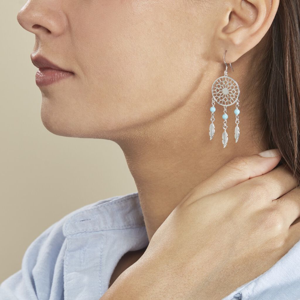 Boucles D'oreilles Pendantes Anoki Argent Blanc - Boucles d'oreilles fantaisie Femme | Histoire d’Or