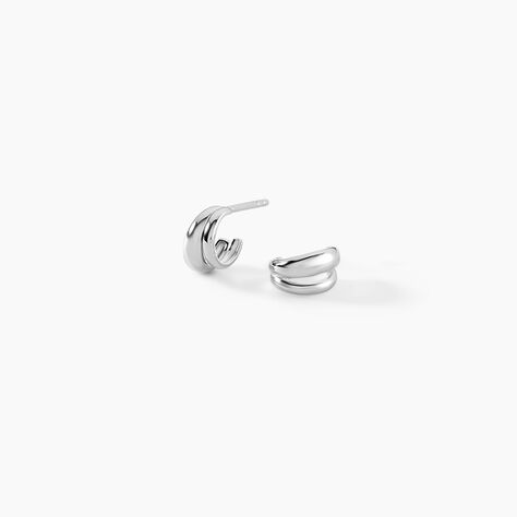Cr&eacute;oles Magma Argent Blanc - Boucles d'oreilles cr&eacute;oles Femme | Histoire d&rsquo;Or