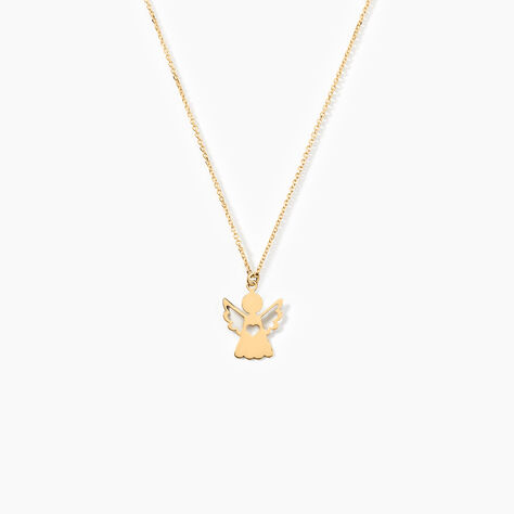 Collier Hallie Ange Et Coeur Or Jaune - Colliers Baptême Enfant | Histoire d’Or