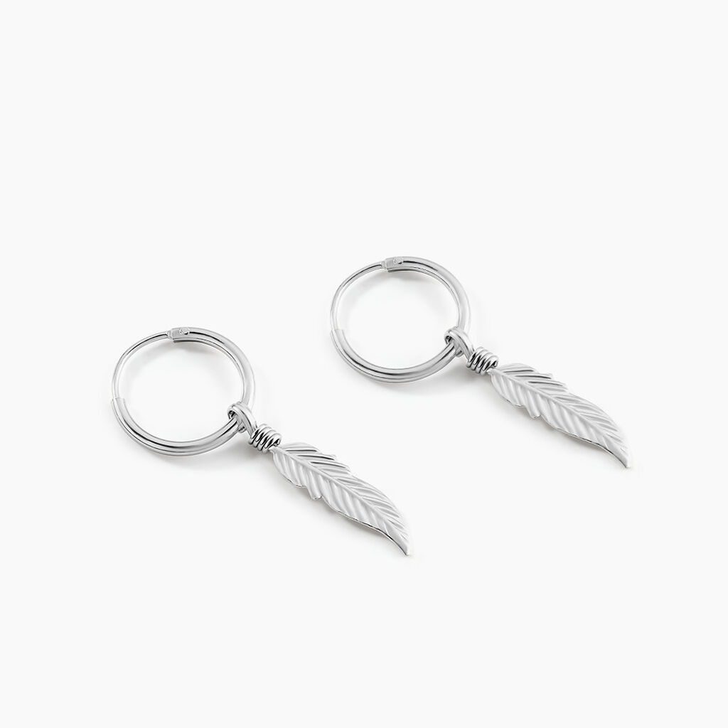 Créoles Elvyn Argent Blanc - Boucles d'oreilles créoles Femme | Histoire d’Or