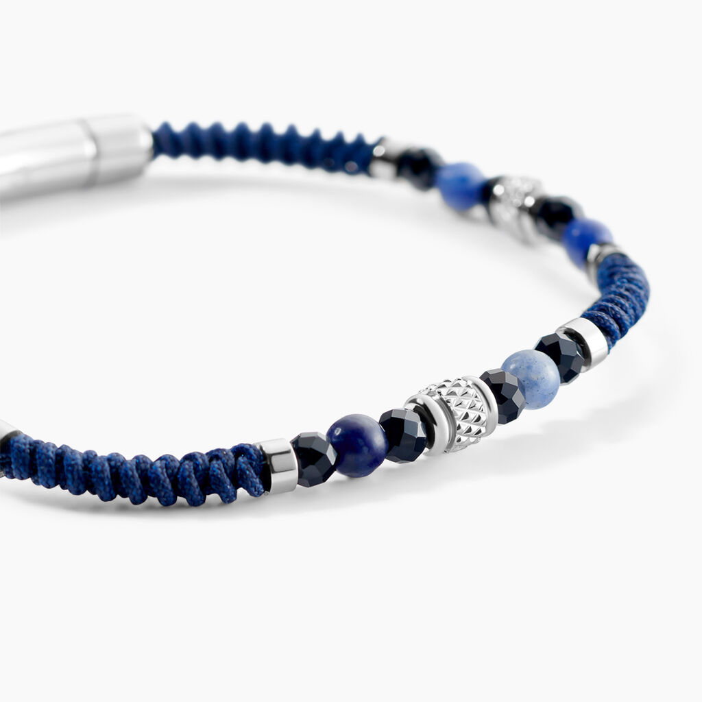 Bracelet Jourdan Arttu Acier Argent&eacute; Sodalite Agate - Bracelets cha&icirc;ne Homme | Histoire d&rsquo;Or