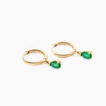 Creoles Pluie D'Eclat Or Jaune Emeraude - Boucles d'oreilles cr&eacute;oles Femme | Histoire d&rsquo;Or