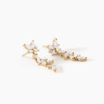 Boucles D'Oreilles Pendantes Eglantine Plaqu&eacute; Or Jaune Oxyde De Zirconium - Boucles d'oreilles empierr&eacute;es Femme | Histoire d&rsquo;Or