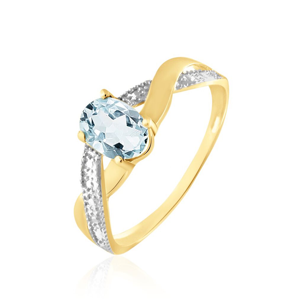 Bague Candice Or Jaune Aigue Marine - Bagues solitaires Femme | Histoire d’Or
