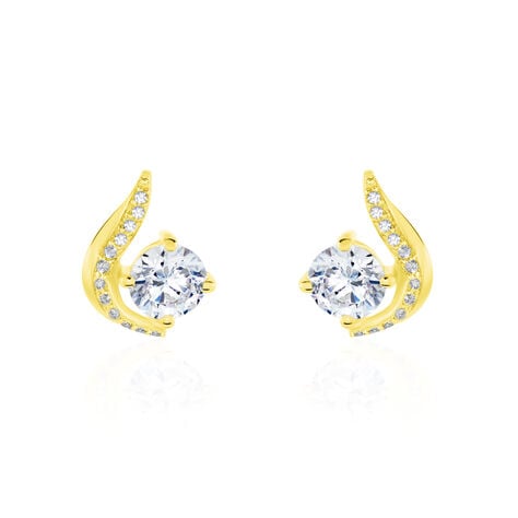 Boucles D'oreilles Puces Sevde Or Jaune Oxyde De Zirconium - Clous d'oreilles Femme | Histoire d’Or