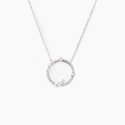 Collier Lua Argent Blanc Oxyde De Zirconium Perle De Culture - Colliers fantaisie Femme | Histoire d&rsquo;Or