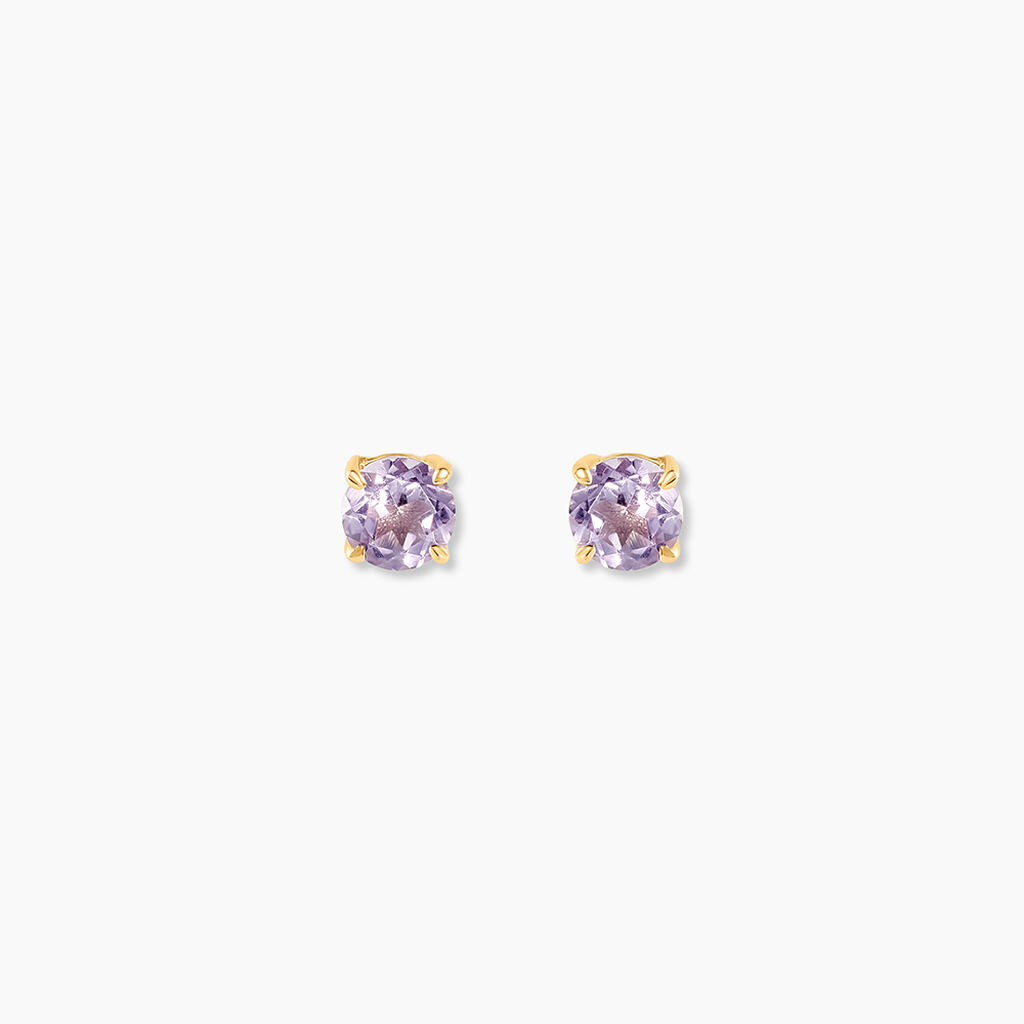 Boucles D'oreilles Puces Elea Or Jaune Amethyste Violet - Clous d'oreilles Femme | Histoire d&rsquo;Or