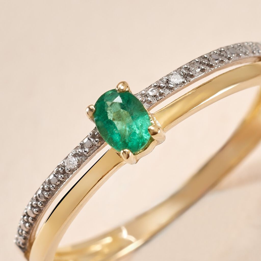 Bague Emeald Is The New Black Or Jaune Emeraude Diamant - Bagues solitaires Femme | Histoire d&rsquo;Or