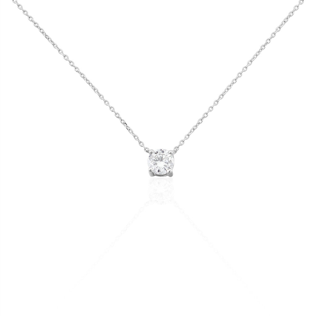 Collier Solitaire Victoria Platine Blanc Diamant - Colliers Femme | Histoire d&rsquo;Or