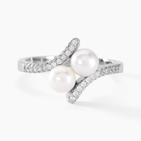 Bague Lua Argent Blanc Perle De Culture Oxyde De Zirconium - Bagues avec pierre Femme | Histoire d’Or