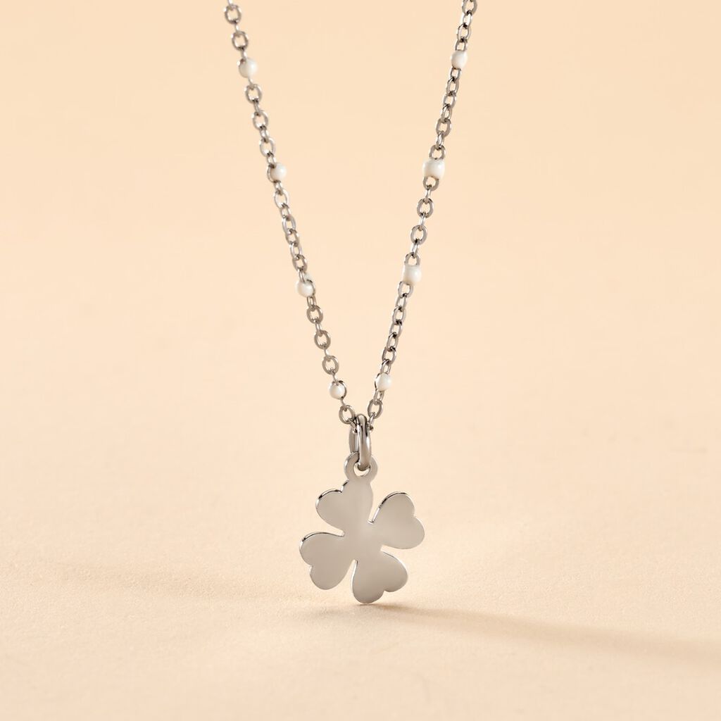 Collier Polka Argent Blanc - Ras de cou Femme | Histoire d&rsquo;Or