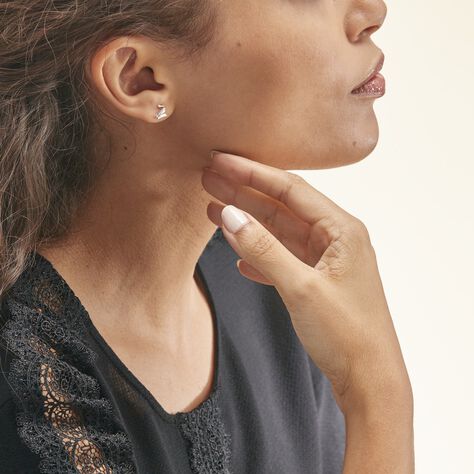 Boucles D'oreilles Puces Ouassima Or Blanc Diamant - Clous d'oreilles Femme | Histoire d’Or