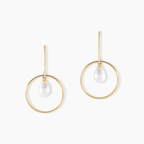 Boucles D'oreilles Pendantes Salvine Or Jaune Perle De Culture - Boucles d'oreilles pendantes Femme | Histoire d&rsquo;Or