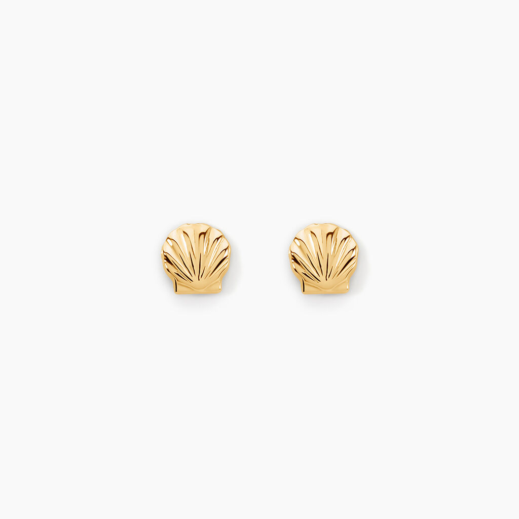 Boucles D'oreilles Puces Franzine Coquillage Or Jaune - Clous d'oreilles Femme | Histoire d&rsquo;Or