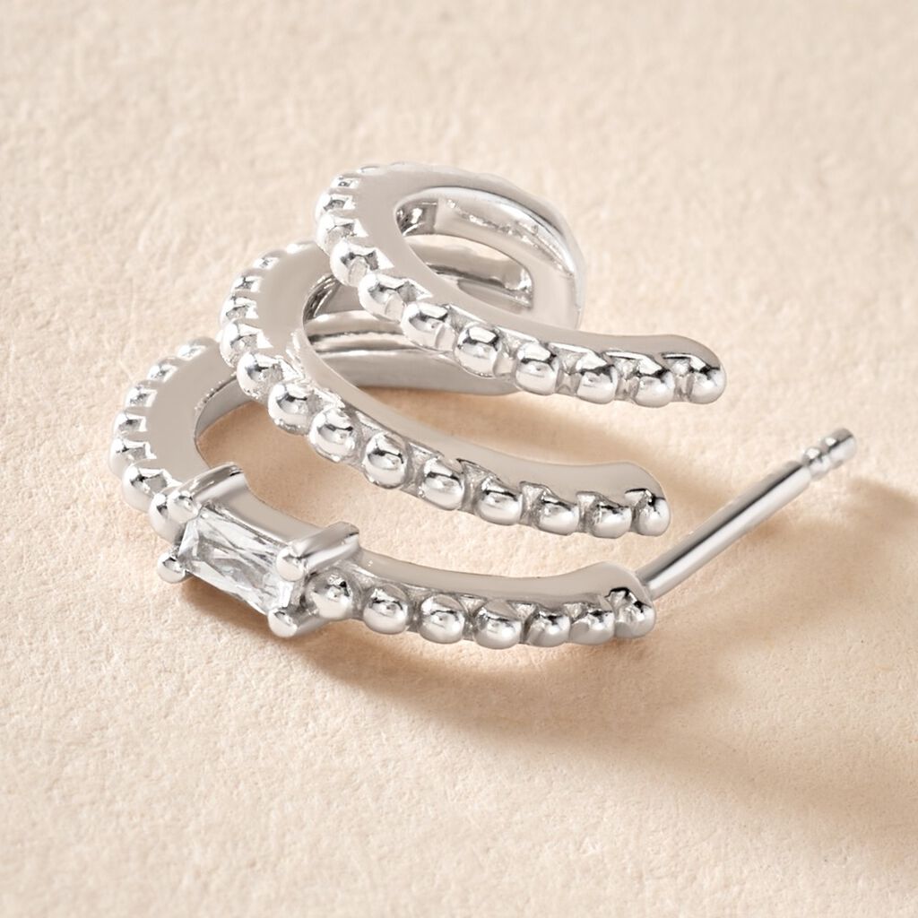 Cr&eacute;oles Cailin Argent Blanc Oxyde De Zirconium - Boucles d'oreilles cr&eacute;oles Femme | Histoire d&rsquo;Or