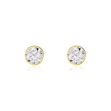 Boucles D'oreilles Puces Franze Or Jaune Oxyde De Zirconium - Clous d'oreilles Femme | Histoire d’Or