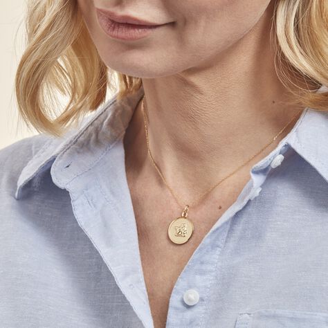 Pendentif Ange Rond Or Jaune - Pendentifs Baptême Famille | Histoire d’Or