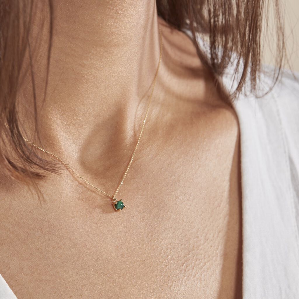 Collier Campsis Or Jaune Malachite - Colliers Femme | Histoire d’Or