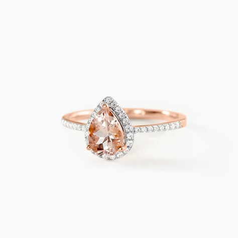 Bague Alice Or Rose Morganite Et Oxyde De Zirconium - Bagues solitaires Femme | Histoire d&rsquo;Or