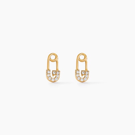 Boucles D'oreilles Puces Epiktetos Or Jaune Oxyde De Zirconium - Clous d'oreilles Femme | Histoire d’Or