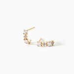 Boucles D'Oreilles Puces Marquis Argent Dor&eacute; A L'Or 750/1000 Oxyde De Zirconium - Clous d'oreilles Femme | Histoire d&rsquo;Or