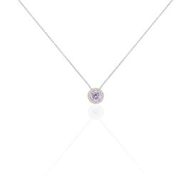 Collier Priscillya Or Blanc Amethyste Et Oxyde De Zirconium - Colliers Femme | Histoire d’Or