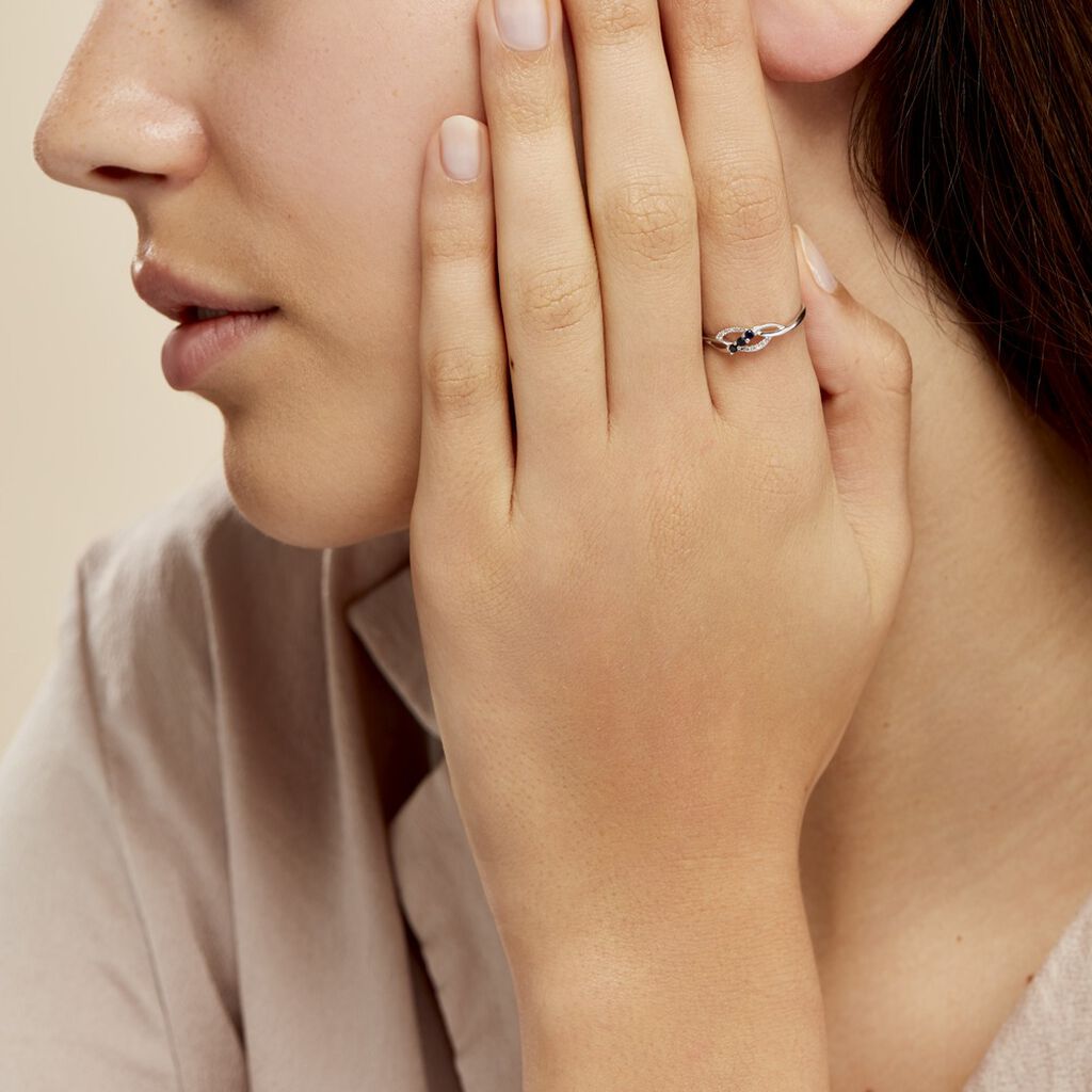 Bague Rosalyne Or Blanc Saphir Et Diamant - Bagues avec pierre Femme | Histoire d’Or