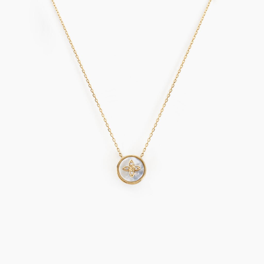 Collier Talisman Or Jaune Nacre Diamant - Colliers Femme | Histoire d’Or